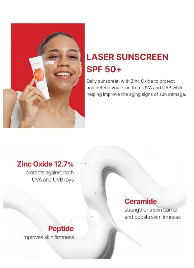 Cell Fusion C - Laser Sunscreen 50ml (Category: Face Care) located in Valenzuela. Submitted by fayespicks (Listing ID 1369244437, Image 2). Description: 💜 Product details pls check photos 💜 Authentic 🇰🇷 💜 Use After a Facial Treatment - Generally, after facials or dermatological treatments, your skin barrier is more vulnerable and needs gentler protection. - CELL FUSHION C products are often recommended in Korea as post-treatment sunscreens b