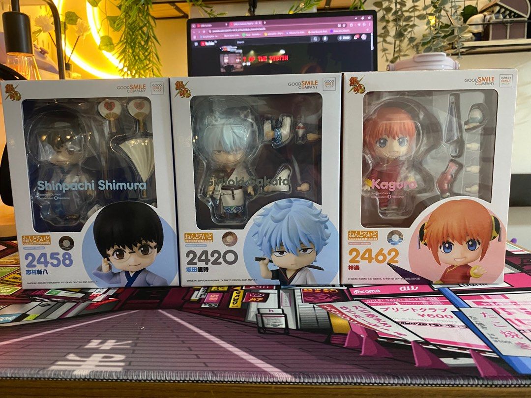 Gintama Nendoroid SET (Category: Figurines & Statues) located in Santiago. Submitted by k3nneki. (Listing ID 1369307577, Image 1). Description: Gintama Nendoroid Set(Sold as SET) Sakata Gintoki - Nendoroid (#2420) Kagura - Nendoroid (#2462)(issue: default left arm is slightly loose) Shimura Shinpachi - Nendoroid (#2458) Legit;BIB(Only took pics;Good as New) MOP:Gcash MOD:J&T or LBC.