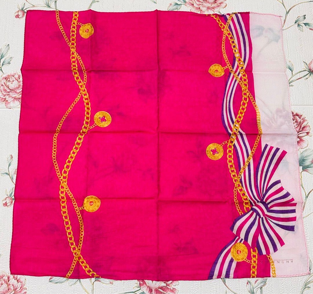 Givenchy Handkerchief (Category: Luxury Accessories) located in Manila. Submitted by rarefindsgallery (Listing ID 1369177426, Image 2). Description: Givenchy Handkerchief Size: 18” x 18.5” Material: 💯 Cotton Hand rolled hem Authentic Made in Japan 🇯🇵 .