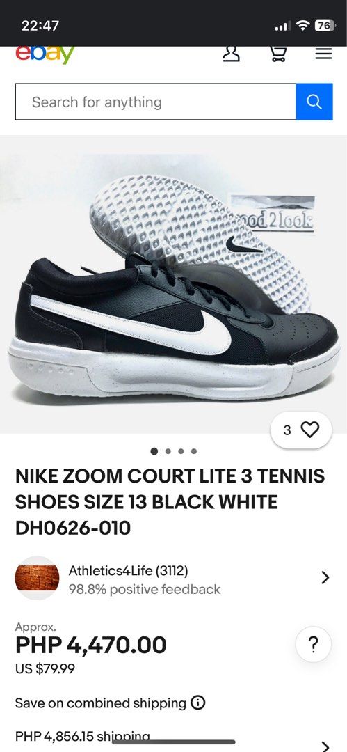 Nike Zoom Court Lite 3 (Category: Sneakers) located in Manila. Submitted by tigerling_ (Listing ID 1369283318, Image 1). Description: Size US 11.