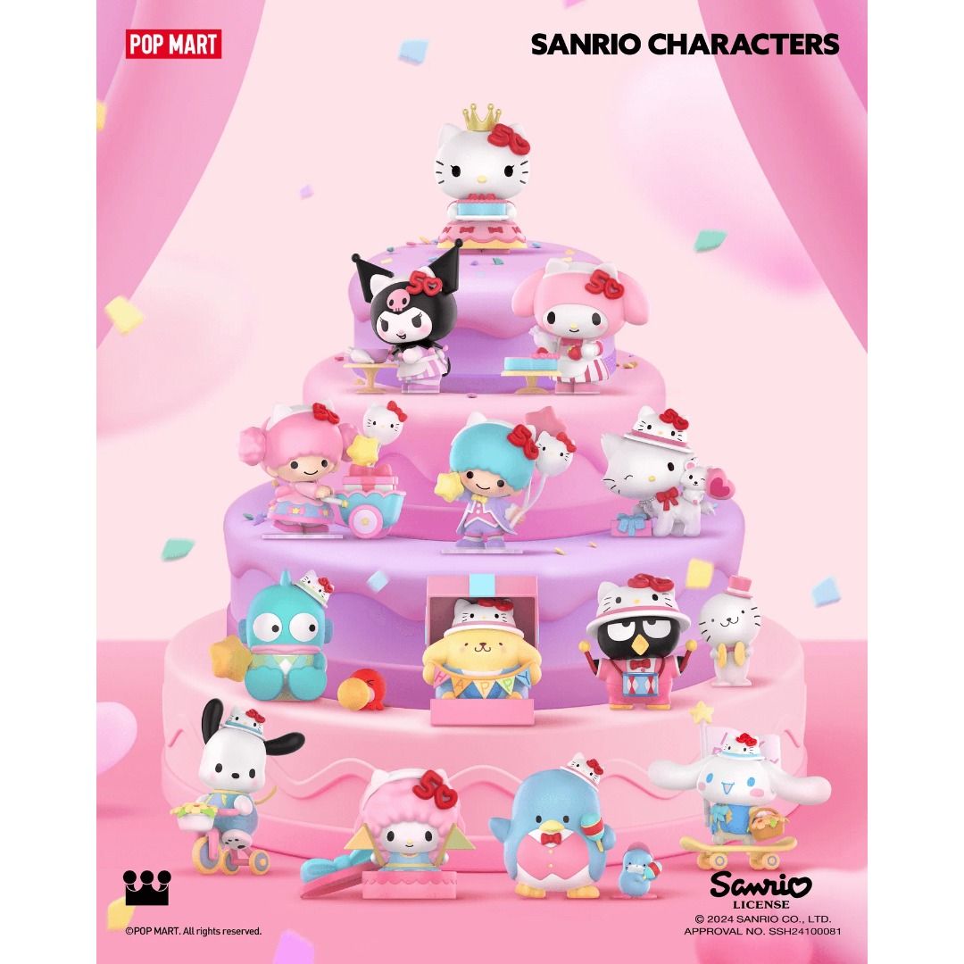 Pop Mart Sanrio Characters Hello Kitty 50th Anniversary (Category: Designer & Blind Box Toys) located in Valenzuela. Submitted by littlechopletsph (Listing ID 1369176503, Image 2). Description: P850 EACH / P800 EACH IF BUYING 3 OR MORE Little Twin Star (Lala) Little Twin Star (Kiki) Charmmy Kitty My Sweet Piano My Melody Kuromi Hangyodon Tuxedo Sam Bad Badtz-Maru Pompompurin Cinnamoroll Pochacco - Opened box, sealed foil MOP: Gcash/BPI MOD: GGX/J