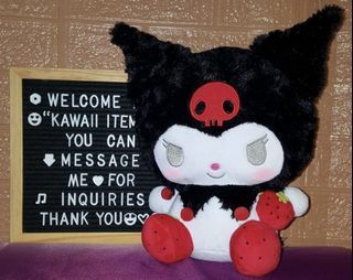 Sanrio Kuromi Strawberry Rose Pattern Plush Toy