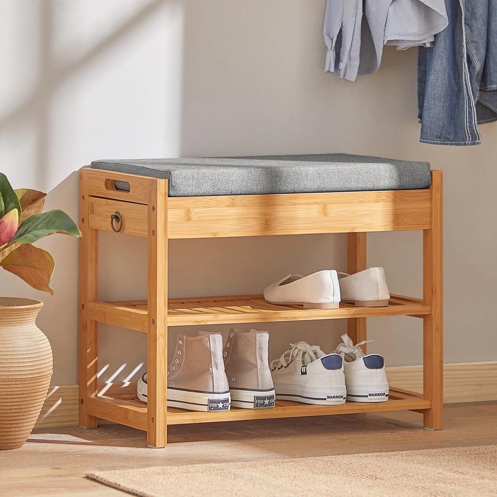 Shoe Storage Bench | Entryway Shoe Rack | Padded Seat Bench | Hallway ...