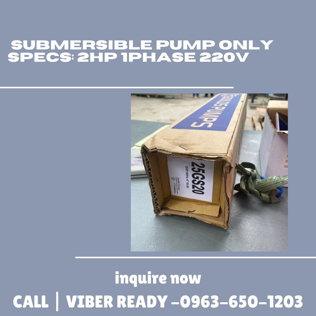 submersible pump only 2HP 1phase 220V (Category: Other Home Furniture) located in Manila. Submitted by ramoseliza33488 (Listing ID 1369221332, Image 1). Description: .
