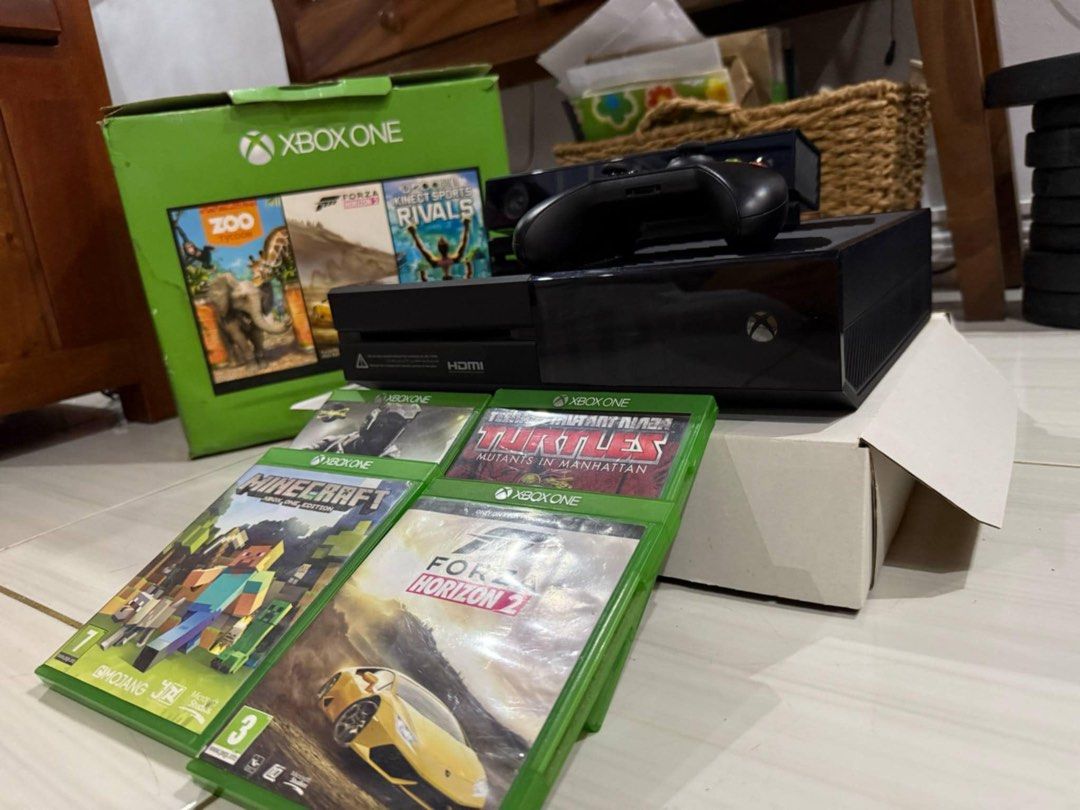 Xbox One with Controller, Kinect Sensor, and 6 games (Category: Xbox) located in Las Pinas. Submitted by eastwest_ (Listing ID 1369247952, Image 2). Description: Xbox One with Controller, Kinect Sensor and 5 games - Includes a 500GB hard drive for storing your favorite games and apps, a wireless controller, power cable, and HDMI cable. The console runs smoothly with fast load times, has been well-maintained, fully reset, and is ready for immediat