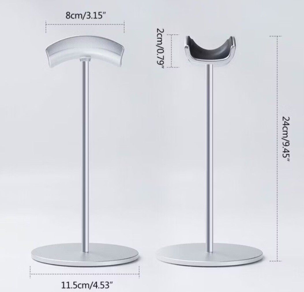 Black Headphone stand (Category: Other Audio Equipment) located in Singapore. Submitted by conyyy (Listing ID 1369400843, Image 2). Description: Brand new retail price $16.90 Head-Mounted Headphone Stand Gaming Earphone Desktop Display Compatible to most kinds of high-end earphone headsets, protect your headphone from dropping, scratch, crushing, scratch, etc. Design: This wireless headset stand with unique and stylish design, great for home, off