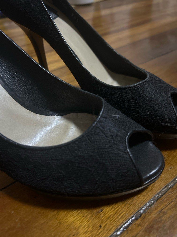 Christian Dior lace heels black (Category: Sneakers & Footwear) located in Quezon City. Submitted by dashandchloe (Listing ID 1369436845, Image 2). Description: Christian Dior Black Lace heels Made in italy Size 39 1/2.
