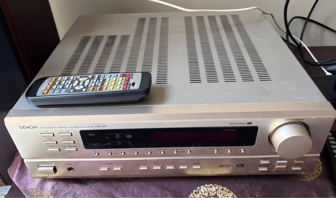 Denon AV + 3 Speakers + remote - a Complete Stylish Surround Sound Set (Category: Soundbars, Speakers & Amplifiers) located in Singapore. Submitted by ongang1 (Listing ID 1369456510, Image 1). Description: Denon AVR-1601 AV Surround Receiver, bundled with 3 powerful speakers, ideal for left/right or surround centre speaker configurations. • 2 tall/long standing speakers – great sound and elegant design, perfect as decorative pieces too • 1 compac
