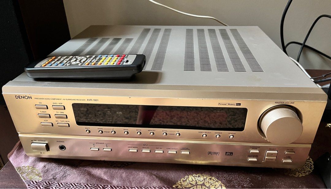 Denon AV + 3 Speakers + remote - a Complete Stylish Surround Sound Set (Category: Soundbars, Speakers & Amplifiers) located in Singapore. Submitted by ongang1 (Listing ID 1369456510, Image 3). Description: Denon AVR-1601 AV Surround Receiver, bundled with 3 powerful speakers, ideal for left/right or surround centre speaker configurations. • 2 tall/long standing speakers – great sound and elegant design, perfect as decorative pieces too • 1 compac