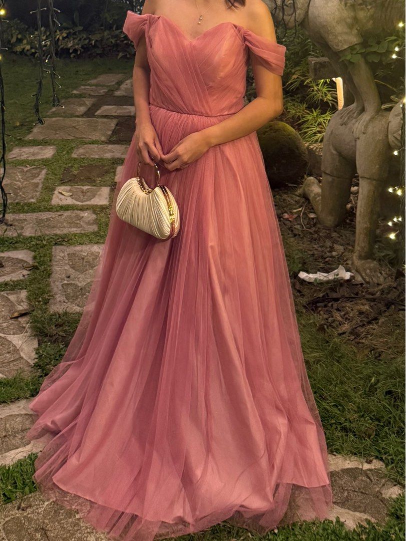 sachin and babi light blue dress SHEIN Dusty Pink Off the Shoulder Dress Size
