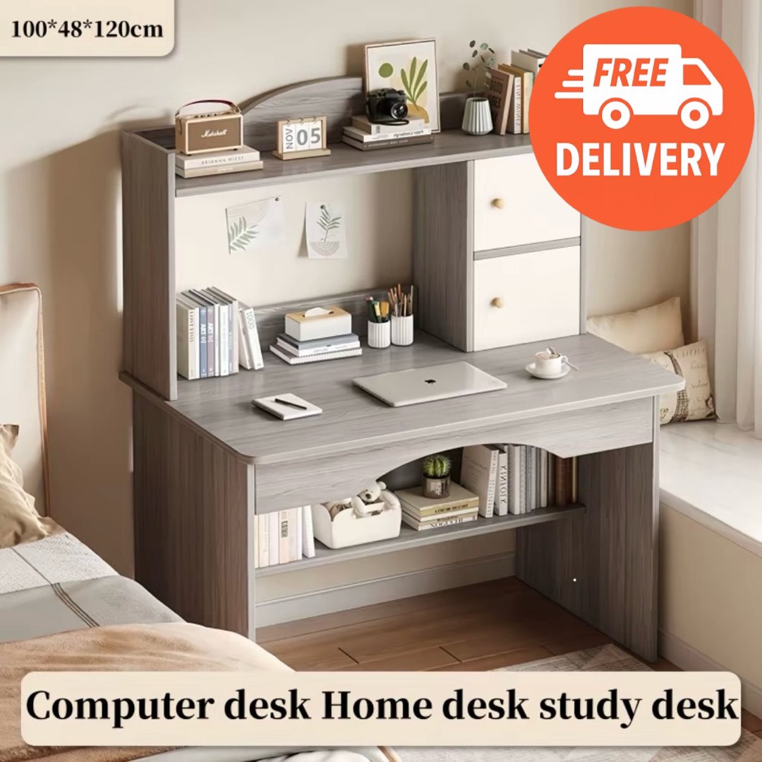 [FREE DELIVERY] Study Writing Desk With Shelf | Work Desk With Book ...