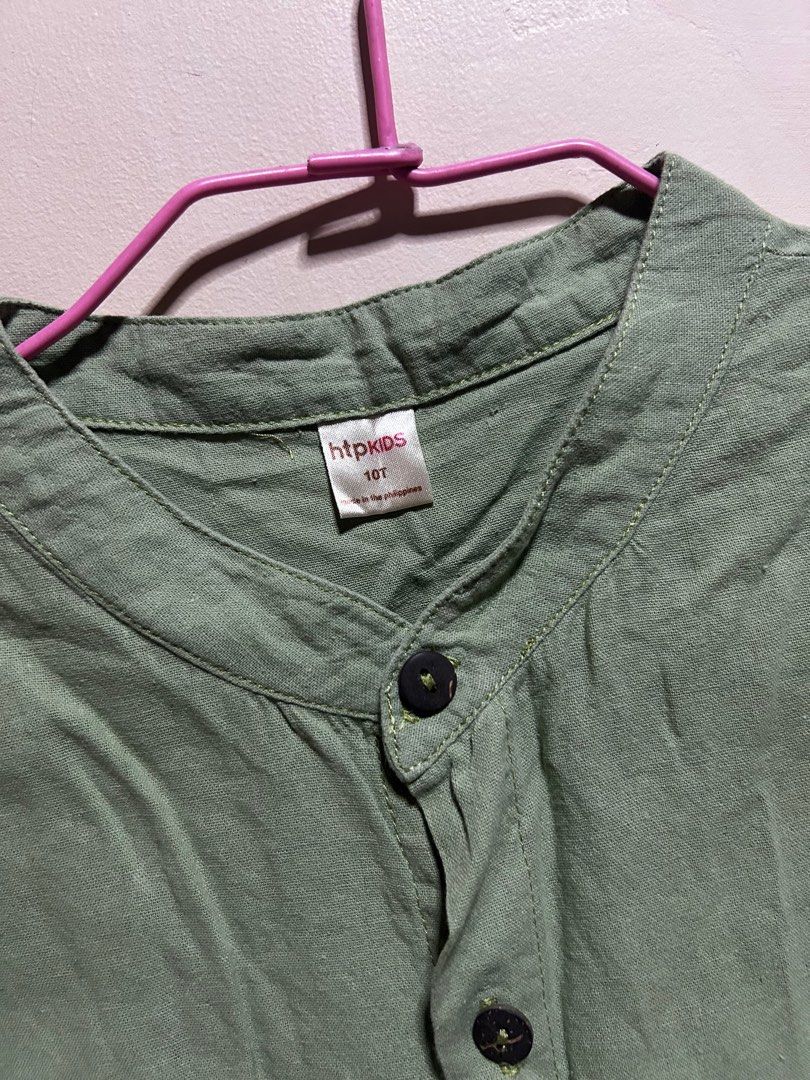 HTP Chinese Collar Top for Kids (Category: Babies & Kids Fashion) located in Marikina City. Submitted by theapot628 (Listing ID 1369371845, Image 3). Description: Sage Green 10T.