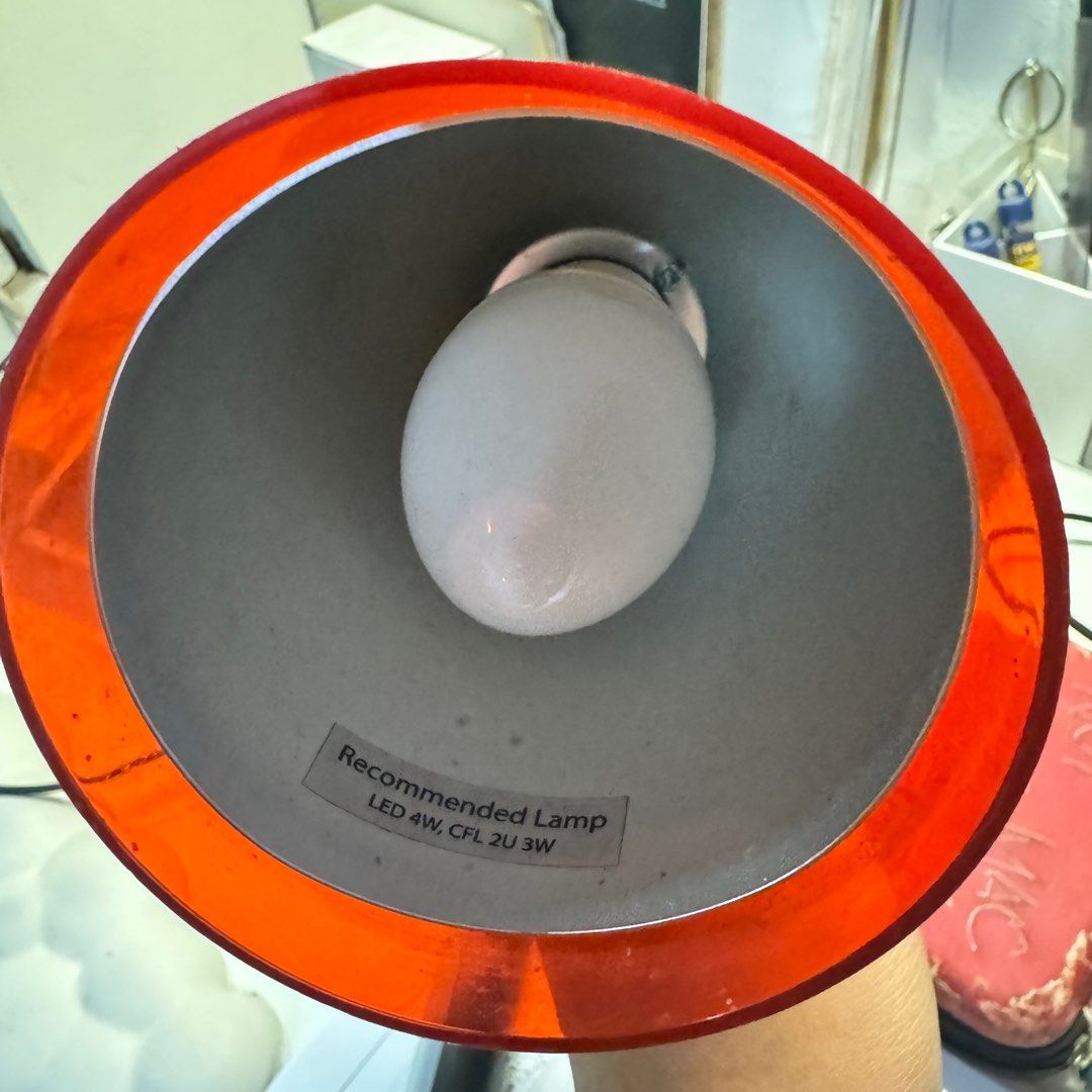 *SALE* OMNI Red classic study table bright modern chic lamp (Category: Lighting) located in Makati City. Submitted by closetsquad (Listing ID 1369448406, Image 2). Description: ☀️ GARAGE SALE; authentic items! ☀️ Condition: 9/10 🌸 RFS: Decluttering 🌸 Discounts if buying 2 or more items ⬇️⬇️⬇️ PLS READ ⬇️⬇️⬇️ 🌺 NO returns / NO refunds / NO swaps 💸 MOP: BPI / GCASH only 🚚 95 SF MM / 150 GMM & LUZ / 180 VISMIN 🛵 NO picking of courier / orange 
