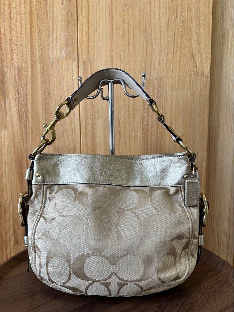 Original Coach Bag - Shoulder Bag in Gold (Category: Shoulder Bags) located in Manila. Submitted by hellokittyclosettt (Listing ID 1369357062, Image 1). Description: Original Coach Bag (Shoulder Bag) in Gold color. Ideal / YKK ZIPPER. Please send me a message if you are interested. Come with FREE TWILLIES, MINI LABUBU CHARM, and a paper bag..