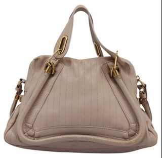 Discontinued! Original Chloe Paraty Beige and Gold Stitched Leather Tote Bag