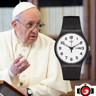 Pope Francis watch Swatch Gent Once Again GB743 Black Plastic Strap Watch