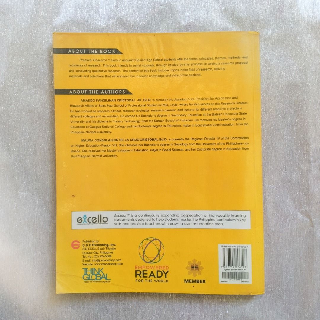 Practical Research 1 for Senior High School (Category: Textbooks) located in Iloilo. Submitted by francisadrianm (Listing ID 1369426277, Image 2). Description: - With pencil writings, highlighter - With plastic cover === PAKIBASA PO MUNA BAGO KAYO MAG-DM. General Reminders: - 100% SURE BUYERS ONLY. Wala nang backout-backout pa kapag nagkaayos na. - PRICES INDICATED ARE FINAL. No discounts, walang bawas unless stated. - PRICES ARE NON-NEGOTIABLE. 