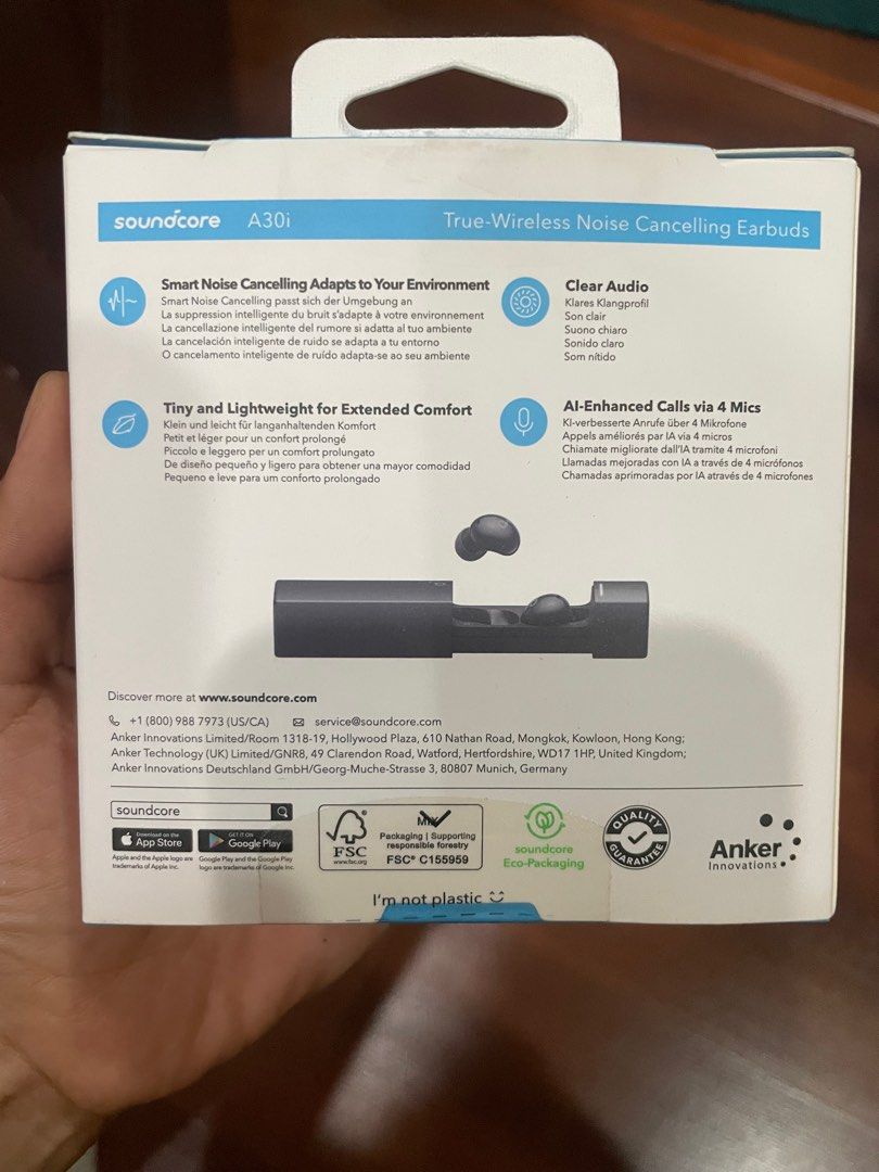 Soundcore by Anker (Category: Earphones) located in Manila. Submitted by natyforchristmas (Listing ID 1369473144, Image 3). Description: Noise Cancelling Unique lipstick shaped case Issue: 1 ear uses up more batt.