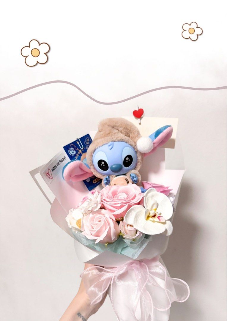 STITCH CUTE LOVELY FLOWER BOUQUETS  Premium Soap Flowers  520  Mothers  Day  Birthday  Anniversary, Hobbies & Toys, Flowers & Bouquets on  Carousell