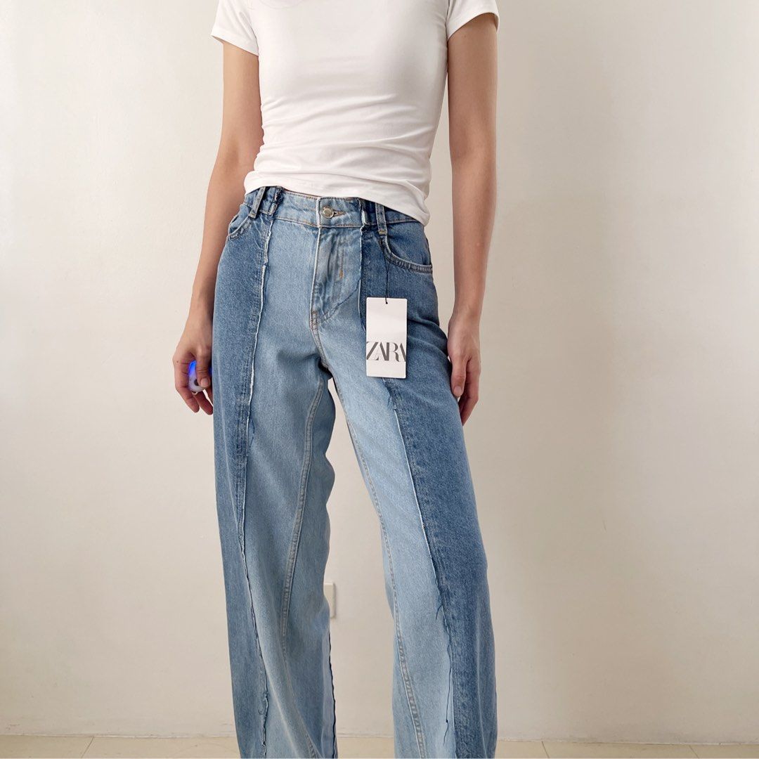 Zara (Category: Jeans) located in San Pedro. Submitted by sshstore (Listing ID 1369325660, Image 3). Description: Brandnew w/ tag ZARA two tone Straight Fit 💗 Size: EUR 36 Waist Manual Measuremnt: 32” Length: 41” Model Reference Size | Small Bust | 32” Waistline | 25-26” Hips | 33-34” Height | 5’5.