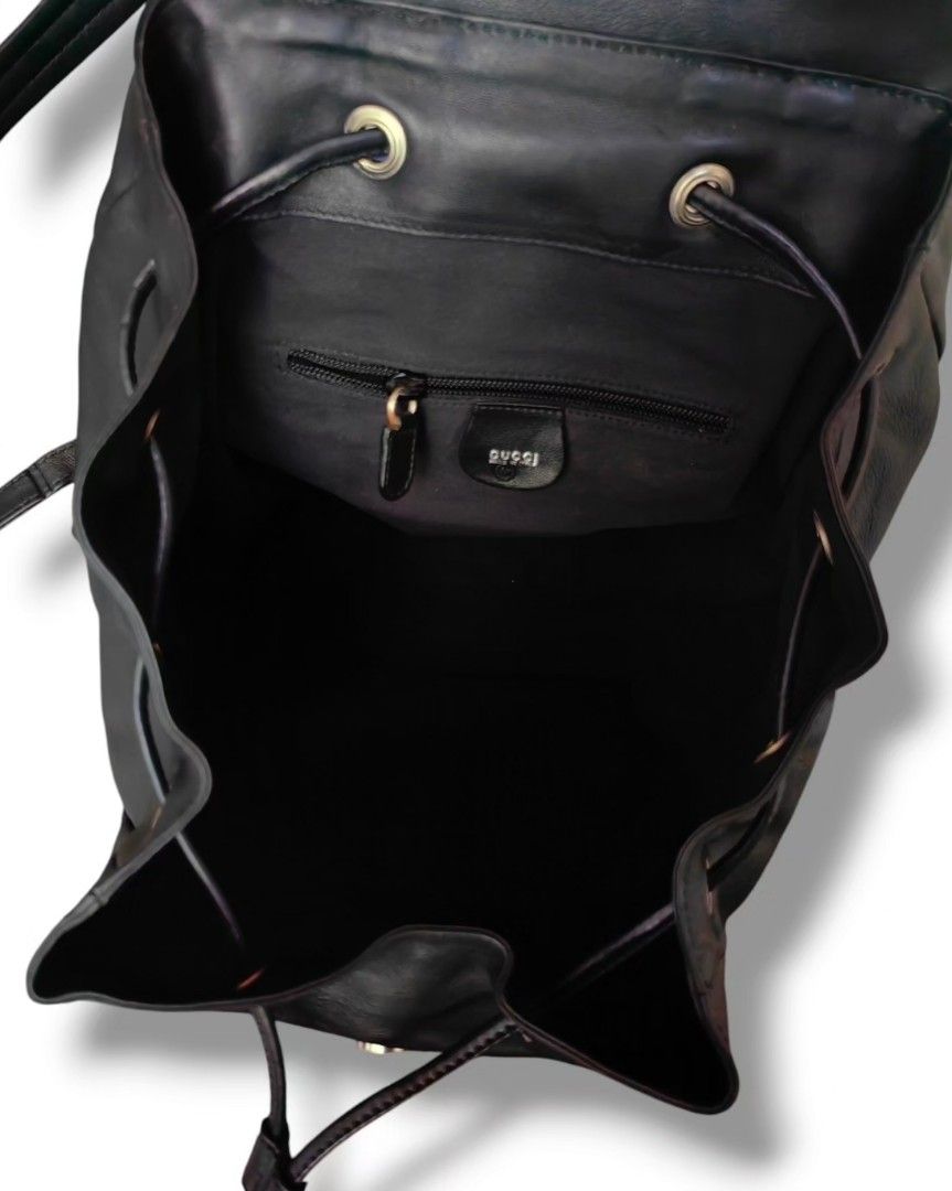 Authentic GUCCI Backpack (Category: Luxury Bags & Wallets) located in Quezon City. Submitted by maneradesignersboutique (Listing ID 1369525061, Image 2). Description: Money back Guarantee 💯% Authentic *Brand: GU**I Travel backpack *Materials: Calfskin leather *Color: BLACK *Size: Large please SEE CAPTIONS *Condition: 8/10 -Used * Inclusions: DustBag Open for LAYAWAY 20% down payment 80% payable in 60 - 90 days with 0 interest at regular posted p
