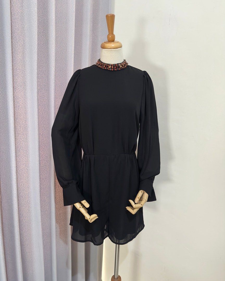 BL284 Zara Chiffon Playsuit Bohemian Black Fesyen New Releases