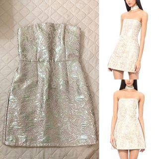 CHAMPAGNE GOLD AND SILVER COCKTAIL GOWN | METALLIC ROSE  PINK EVENING DRESS |FORMAL EVENTS PARTY DRESS| WEDDING GUEST DRESS| ELEGANT TUBE DRESS | SHORT Y2K DRESS | MINI COQUETTE DRESS | SUMMER BEACH DRESS | CLASSY TEXTURED JACQUARD PROM COCKTAIL GOWN