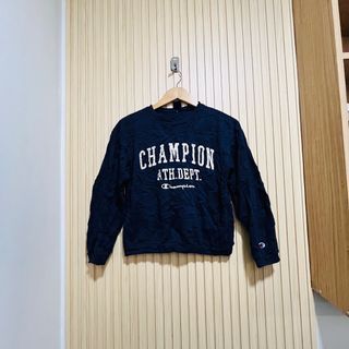 CHAMPION ATHLETIC DEPARTMENT PULLOVER SWEATSHIRT SWEATER SHIRT VINTAGE NAVY BLUE SMALL 18.5x20.5