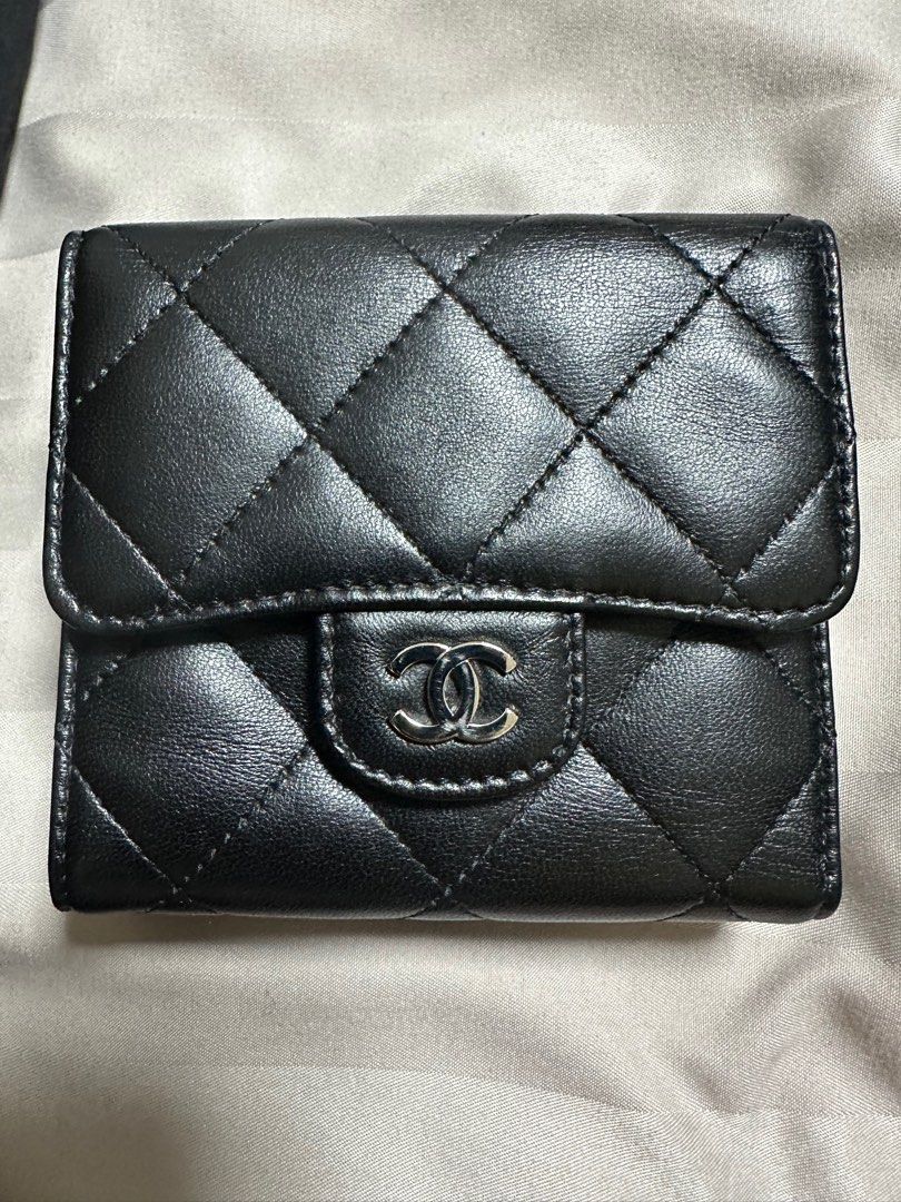 CHANEL CLASSIC QUILTED LAMBSKIN COMPACT DOUBLE WALLET (Category: Luxury Bags & Wallets) located in Mandaluyong City. Submitted by katrinaorante (Listing ID 1369588245, Image 2). Description: CHANEL CLASSIC QUILTED LAMBSKIN COMPACT DOUBLE WALLET Bought in Japan Good condition Small wallet with box and cards This is so sulit ang ganda!.