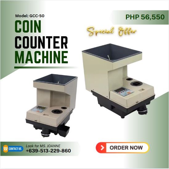 For sale Coin Counter Machine Model: GCC-50 (Category: Industrial Equipment) located in Malabon City. Submitted by moannataga43633 (Listing ID 1369507765, Image 1). Description: 💰Terms Of Payment: 💰50% Security Deposit for processing of unit✔️ 💰50% Cash Upon Delivery or pick ✔️ ✅ Pre-Order Basis 🛒..