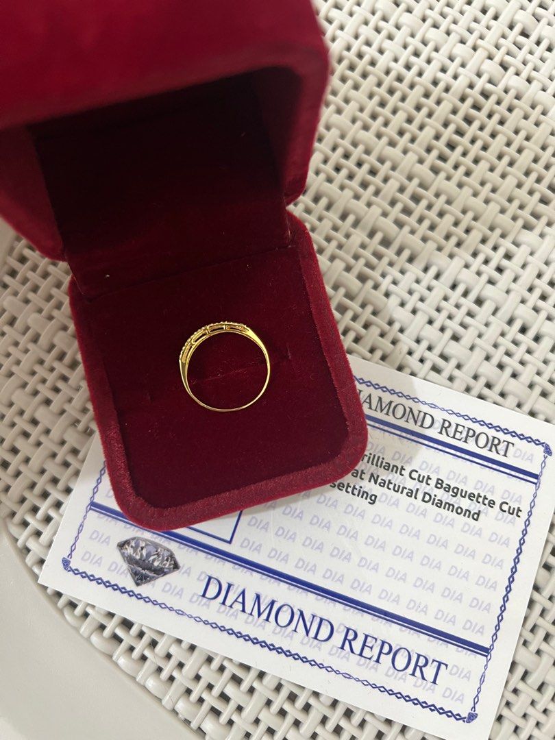 Gold natural diamond ring 18k japan (Category: Rings) located in Quezon City. Submitted by goodthingsqc (Listing ID 1369513014, Image 2). Description: Round cut baguette cut 0.30ct natural diamond 18k japan gold Size 5.5.