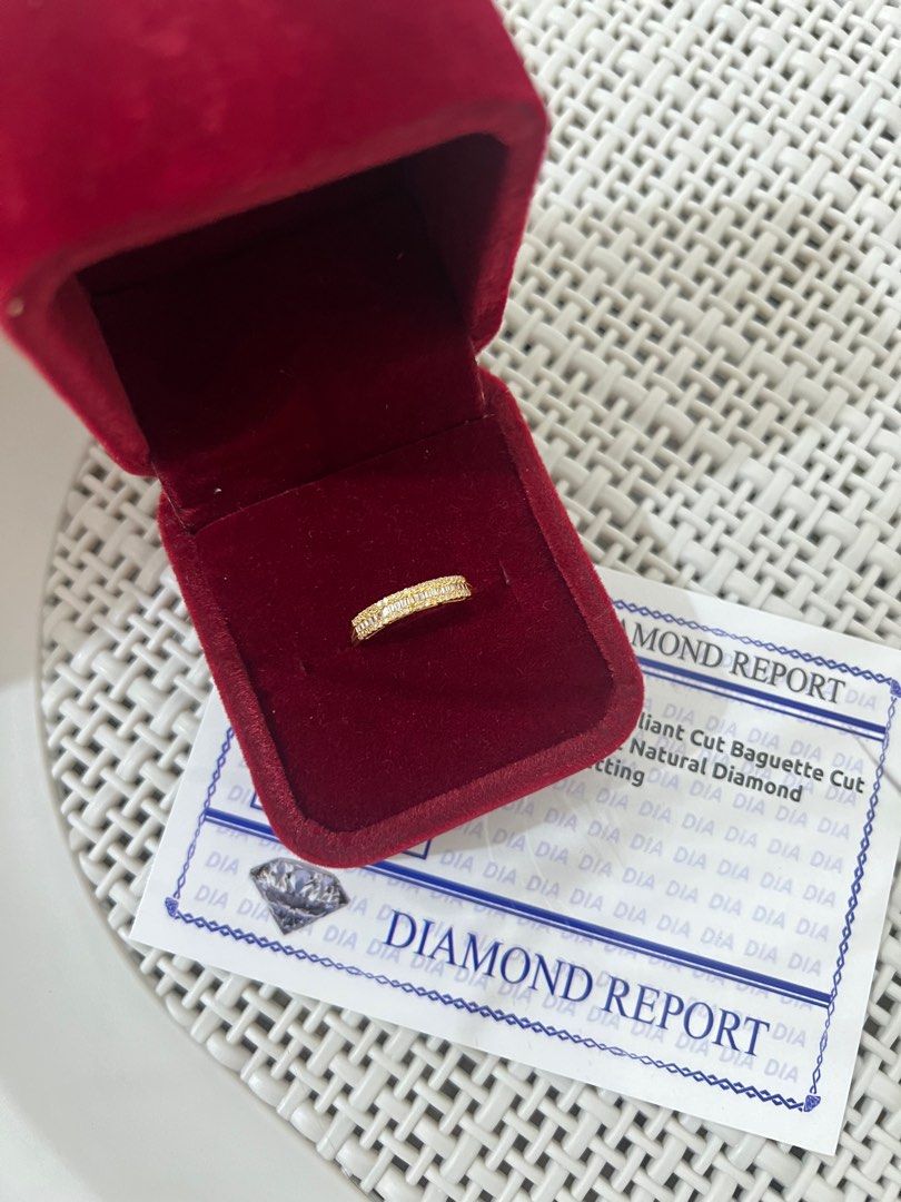 Gold natural diamond ring 18k japan (Category: Rings) located in Quezon City. Submitted by goodthingsqc (Listing ID 1369513014, Image 1). Description: Round cut baguette cut 0.30ct natural diamond 18k japan gold Size 5.5.