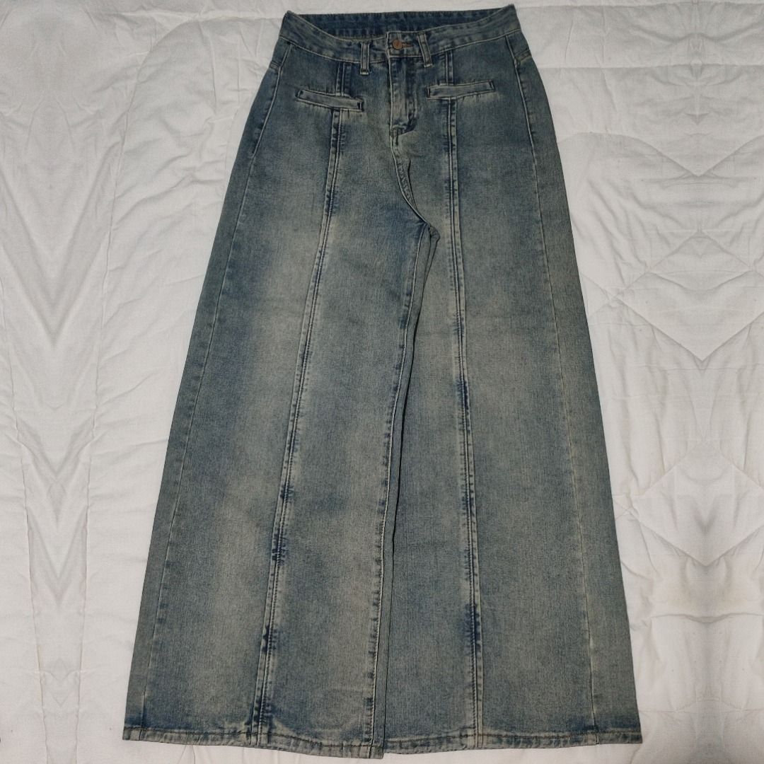Light Washed Wideleg Godzilla Pants (Category: Jeans) located in Manila. Submitted by sulithrifts_ (Listing ID 1369618826, Image 1). Description: W:30-31 L:42 T:14 LO:14 hard denim good condition mop: gcash (payment first) mod:jnt pm if you're interested .
