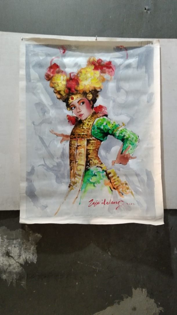Lukisan Canvas Penari Bali Karya Zaja Ilalang 2012 Kuno Jadul Antik