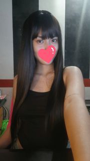 natural-looking wig — long straight with bangs
