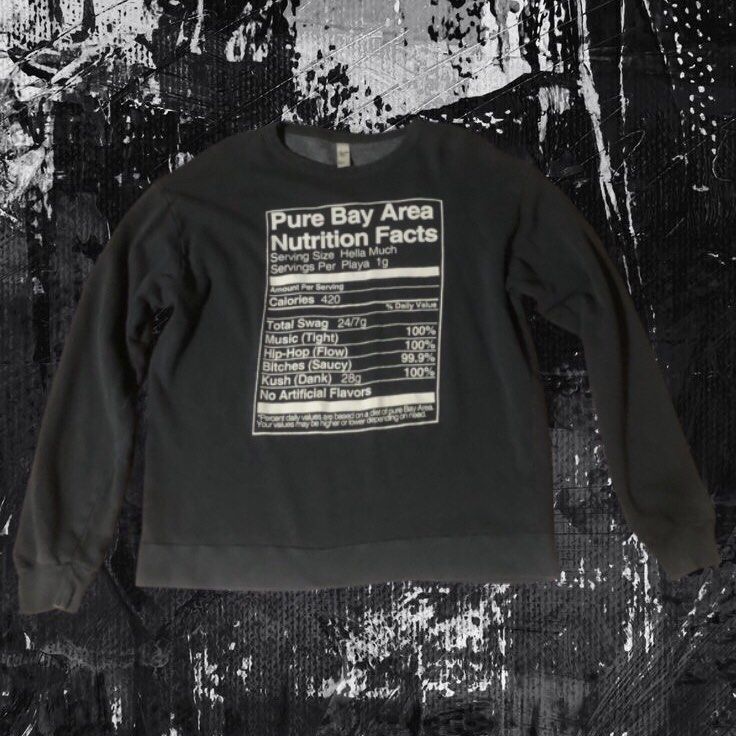 Swag Nutrition Facts Sweater (Category: Coats, Jackets and Outerwear) located in Kapalong. Submitted by panidesal (Listing ID 1369676653, Image 1). Description: Nutrional Facts Sweater By American Apparel W20 x L30 150 + sf (MoP Gcash) Used Only Once With Minor Issues DM me if you have any questions or if you want pictures of the minor issues Open to vc since i’m still new .