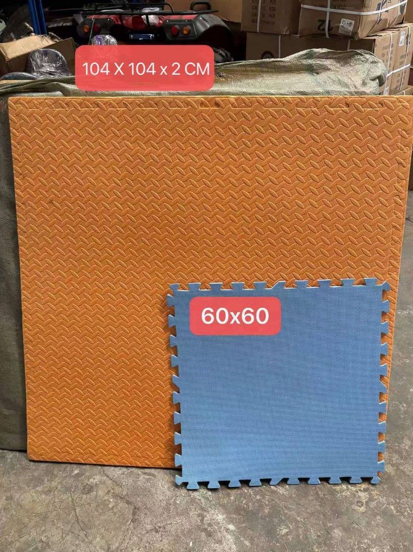 puzzle mat (Category: Exercise Mats) located in Manila. Submitted by asstditems (Listing ID 1369503574, Image 2). Description: gl. GROUND MAT 104 CM X 104 CM X 2 CM 3-4 COLOR AVAILABLE Same day delivery via Lalamove Location: Manila Mop: Cod/Gcash payment.