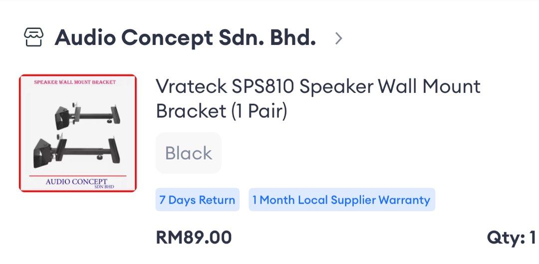 Speaker bracket (Category: Other Audio Equipment) located in Kuala Lumpur. Submitted by einema (Listing ID 1369581032, Image 2). Description: Beli tapi tak pernah guna. Jualan clear store.