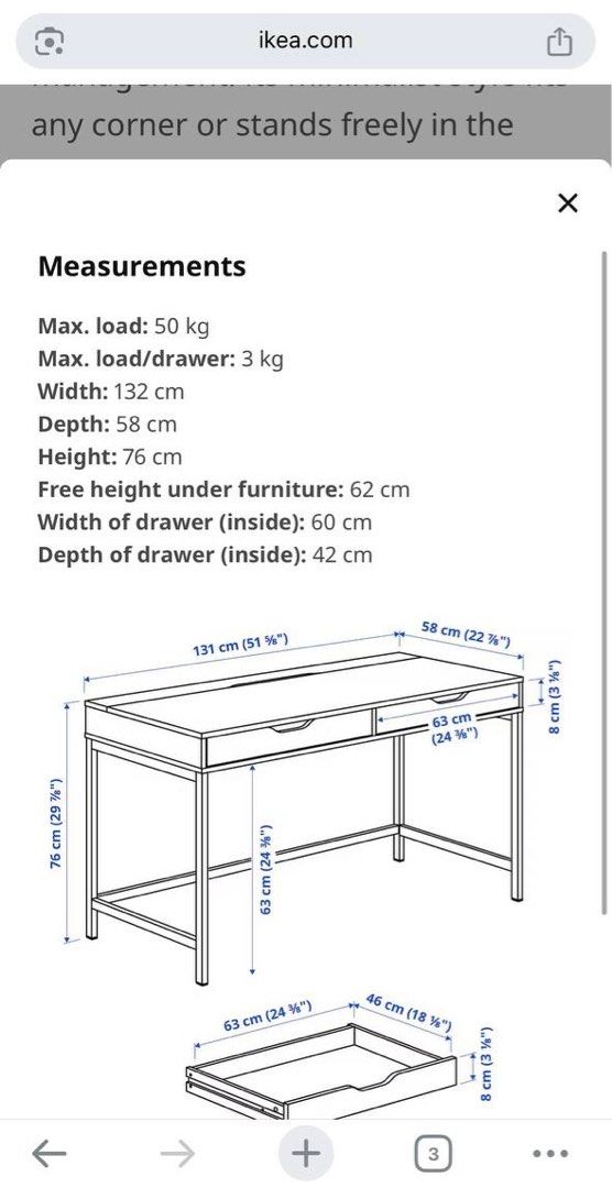 Study table (Category: Tables & Sets) located in Singapore. Submitted by eyeshade123 (Listing ID 1369524145, Image 2). Description: In good condition, drawers working well. Only abit yellowish. .
