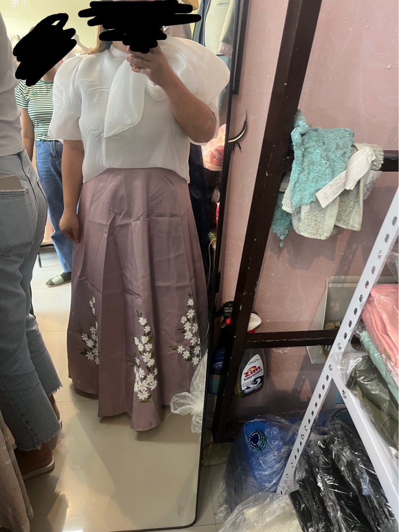 White Blouse (Modern Filipiniana) (Category: Blouses) located in Manila. Submitted by pmcloset (Listing ID 1369513420, Image 1). Description: used once available size : Medium & Large open back must be worn with inner garment .