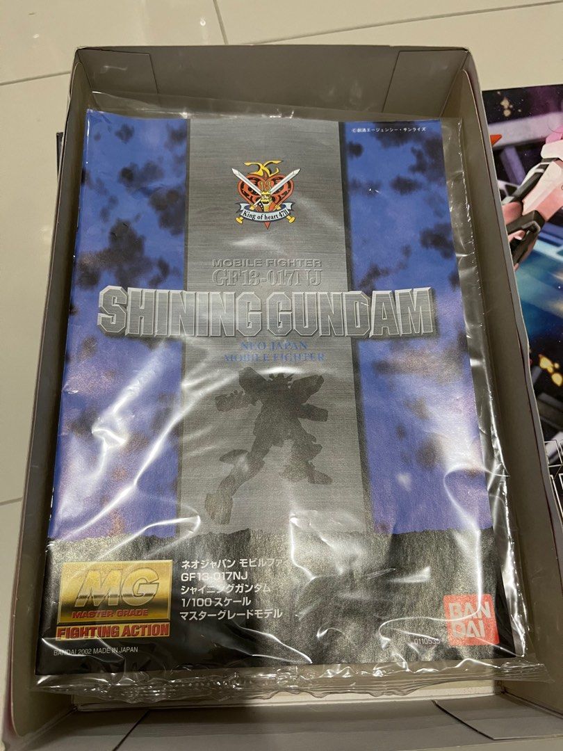 1/100 MG Shining (Category: Gundam & Model Kits) located in Rizal. Submitted by nextwavetech0428 (Listing ID 1369770691, Image 2). Description: 1/100 MG Shining Gundam -box & manual -snap built then put back in the box -🚨issue : some stickers were applied 📍Antipolo City.