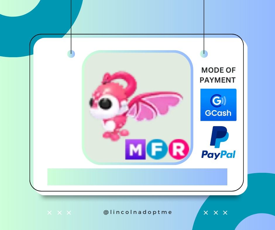 ADOPT ME | MFR MEGA FLY RIDE CUPID DRAGON | ROBLOX (Category: In-Game Products) located in Manila. Submitted by lincolnadoptme (Listing ID 1369708796, Image 1). Description: STRICTLY PAYMENT FIRST. WILLING TO MEET IN GAME. NO RESERVATION. OPEN FOR PRE-ORDERS MODE OF PAYMENT: GCASH/BANK TRANSFER/PAYPAL .