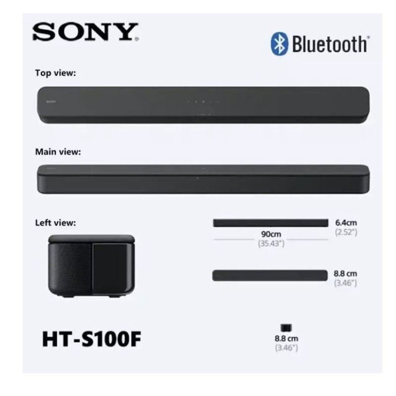 [BNIB] SONY HT-S100F 2.0Ch 120W Single Soundbar With Bluetooth, Bass Reflex Speaker S Force Surround Sound63205307233281112