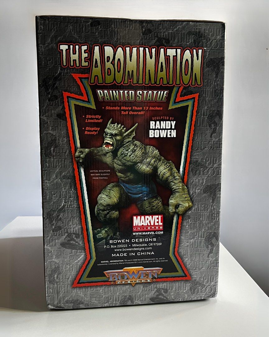 Bowen Designs Marvel’s The Abomination Full Statue (Category: Figurines & Statues) located in Mandaluyong City. Submitted by _jebtrd (Listing ID 1369737216, Image 2). Description: Over 13” Never displayed.