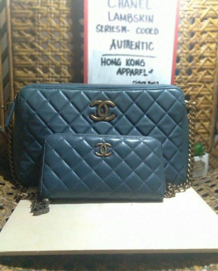 CHANEL SLING BAG AND WALLET (Category: Luxury Bags & Wallets) located in General Tinio. Submitted by hongkongapparel (Listing ID 1369782040, Image 1). Description: Authentic CHANEL BAG AND LONGWALLET LAMBSKIN ASH BLUE CODED LAMPO ZIPPER BAG SIZE: JUMBO WITH GOLD HARDWARE - CODED PO LONGWALLET: CLASSIC ONE CODE FOR TWO ITEMS. BOUGTH IT IN HONGKONG💙 RFS: NEED FUNDS / FOR MY TEACHING 🙂 ALL DETAILS ALREADY POSTED🤗 FREE SHIPPING TO ANYPOINT OF THE 