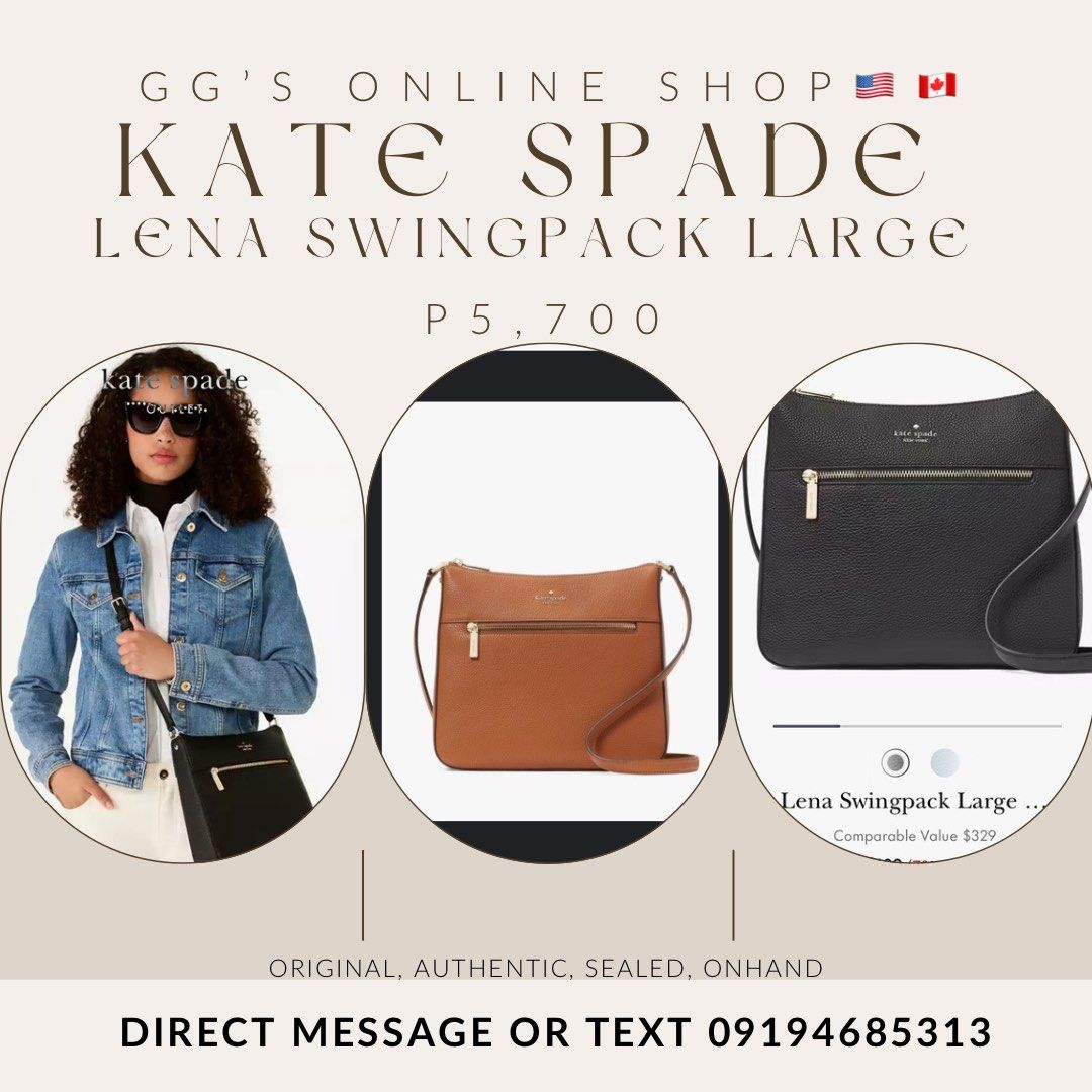 Kate Spade Lena Swingpack Large Crossbody (Category: Luxury Bags & Wallets) located in Valenzuela. Submitted by ggfoodiesgoodies (Listing ID 1368767804, Image 1). Description: Authentic, brand new Kate Spade Lena Swingpack Large Crossbody, delivery fee c/o buyer, also available for pick up. .
