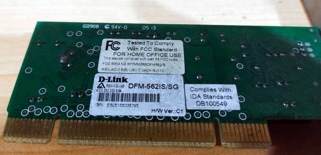 PCI 56k Data Fax modem 75 EACH (Category: Networking) located in Paranaque City. Submitted by lyjames (Listing ID 1369820024, Image 3). Description: Note: Please read first before inquiring Hindi na ako magrereply kung nandito na ang sagot sa details ng ad. PCI 56k Data Fax modem 75 EACH Mga lumang 56k fax modem. Wala na akong motherboard na pwede pagtestingan nito at medyo matagal na din nung last ito nagamit. Dala na lang kayo ng motherboard or