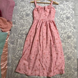 Pink Corset Bustier Front Butterfly Maxi Dress (see ww)