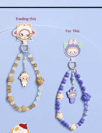 POPmart POP BEAN Pajama Party mobile phone chain Trading Zsiga Puppy ...