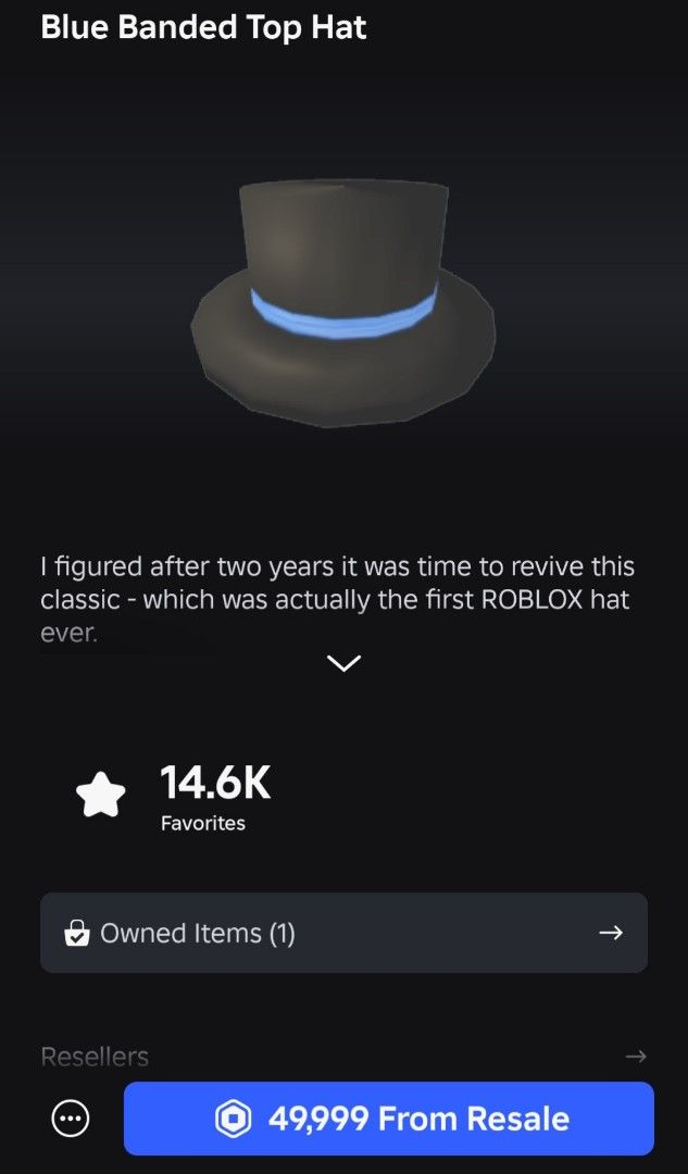 Roblox Blue Banded Top hat, Video Gaming, Gaming Accessories, In